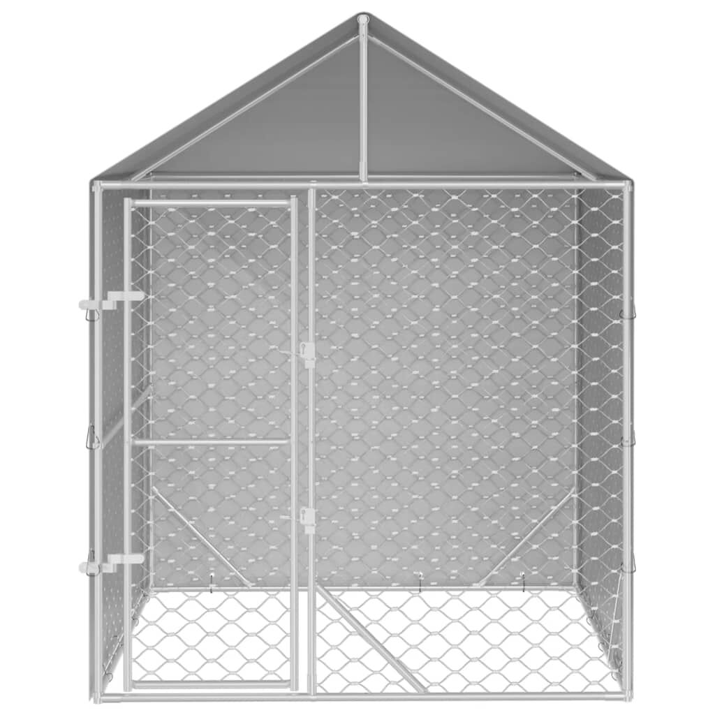 vidaXL Perrera de exterior con toldo acero galvanizado plata 2x2x2,5 m, , large Imagen numero 2